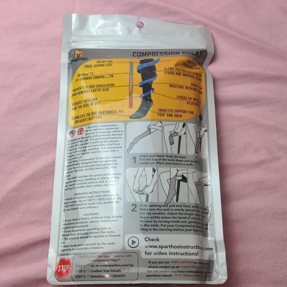 Sparthos One Pair Black Compression Socks size L-XL